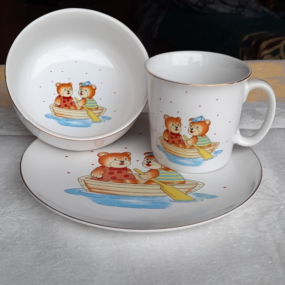 Vintage| Tiny Tykes 3 Piece Dinner Set| Teddy Bear - Picture 1 of 5